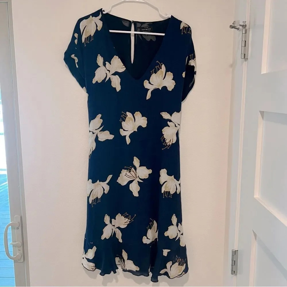 LUCKY BRAND Navy Dress with Cream Florals